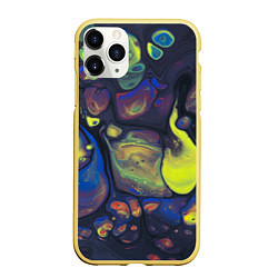 Чехол iPhone 11 Pro матовый Неоновые светящиеся камни, цвет: 3D-желтый