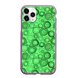 Чехол iPhone 11 Pro матовый Ярко-зеленый неоновый абстрактный узор, цвет: 3D-фиолетовый