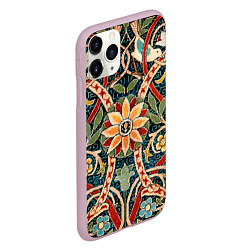 Чехол iPhone 11 Pro матовый Ковер с птицами, цвет: 3D-розовый — фото 2