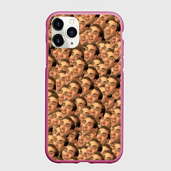 Чехол iPhone 11 Pro матовый Николас Кейдж мем, цвет: 3D-малиновый