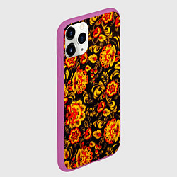 Чехол iPhone 11 Pro матовый Хохлома роспись, цвет: 3D-фиолетовый — фото 2