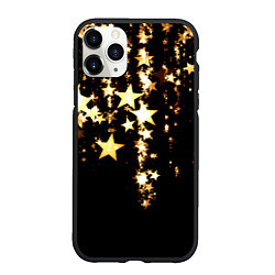 Чехол iPhone 11 Pro матовый Золотые праздничные звезды