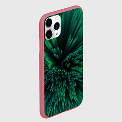 Чехол iPhone 11 Pro матовый Объёмные острые зелёные фигуры, цвет: 3D-малиновый — фото 2