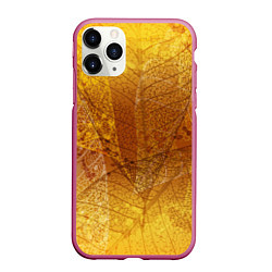 Чехол iPhone 11 Pro матовый Осенний узор, цвет: 3D-малиновый