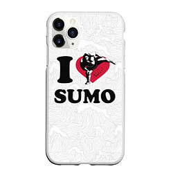 Чехол iPhone 11 Pro матовый I love sumo fighter, цвет: 3D-белый