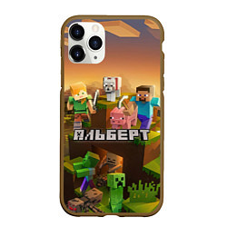 Чехол iPhone 11 Pro матовый Альберт Minecraft, цвет: 3D-коричневый