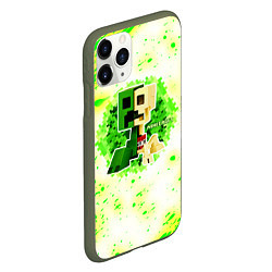 Чехол iPhone 11 Pro матовый Minecraft creeper green, цвет: 3D-темно-зеленый — фото 2