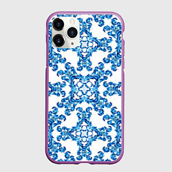 Чехол iPhone 11 Pro матовый Гжель рисунок цветы
