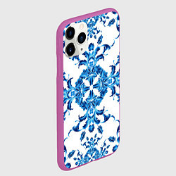 Чехол iPhone 11 Pro матовый Гжель синий узор, цвет: 3D-фиолетовый — фото 2