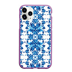 Чехол iPhone 11 Pro матовый Гжель полосы