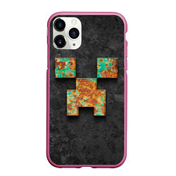 Чехол iPhone 11 Pro матовый Minecraft rust, цвет: 3D-малиновый