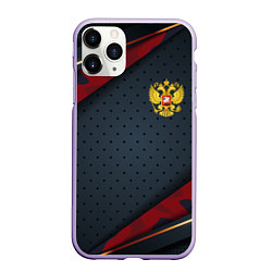Чехол iPhone 11 Pro матовый Герб России черно-красный камуфляж