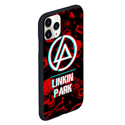 Чехол iPhone 11 Pro матовый Linkin Park rock glitch, цвет: 3D-черный — фото 2