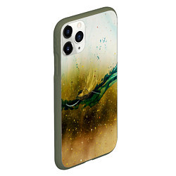 Чехол iPhone 11 Pro матовый Абстрактные блёстки, тени и краски, цвет: 3D-темно-зеленый — фото 2