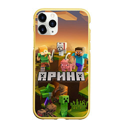 Чехол iPhone 11 Pro матовый Арина Minecraft, цвет: 3D-желтый