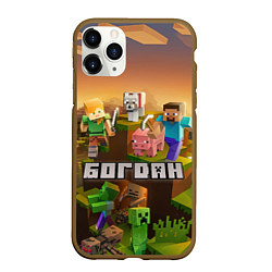 Чехол iPhone 11 Pro матовый Богдан Minecraft, цвет: 3D-коричневый