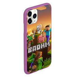 Чехол iPhone 11 Pro матовый Вадим Minecraft, цвет: 3D-фиолетовый — фото 2