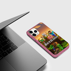Чехол iPhone 11 Pro матовый Виталий Minecraft, цвет: 3D-малиновый — фото 2
