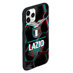 Чехол iPhone 11 Pro матовый Lazio FC в стиле glitch на темном фоне, цвет: 3D-черный — фото 2