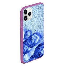 Чехол iPhone 11 Pro матовый Кубики льда и капли воды, цвет: 3D-фиолетовый — фото 2