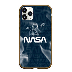 Чехол iPhone 11 Pro матовый Nasa - космонавт - паттерн, цвет: 3D-коричневый