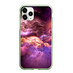 Чехол iPhone 11 Pro матовый Необычное фиолетовое облако, цвет: 3D-салатовый