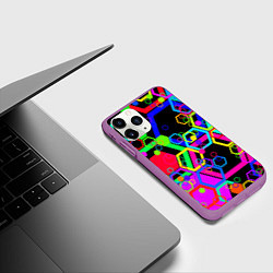 Чехол iPhone 11 Pro матовый Разноцветная геометрическая текстура, цвет: 3D-фиолетовый — фото 2