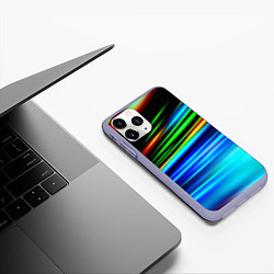 Чехол iPhone 11 Pro матовый Абстрактные неоновые полосы, цвет: 3D-светло-сиреневый — фото 2