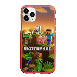 Чехол iPhone 11 Pro матовый Екатерина Minecraft, цвет: 3D-красный