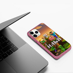 Чехол iPhone 11 Pro матовый Илья Minecraft, цвет: 3D-малиновый — фото 2