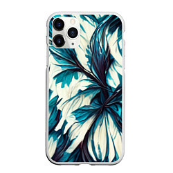 Чехол iPhone 11 Pro матовый Абстрактные цветочные узоры, цвет: 3D-белый