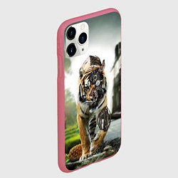 Чехол iPhone 11 Pro матовый Кибернетический тигр, цвет: 3D-малиновый — фото 2