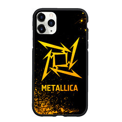 Чехол iPhone 11 Pro матовый Metallica - gold gradient, цвет: 3D-черный