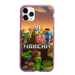 Чехол iPhone 11 Pro матовый Максим Minecraft, цвет: 3D-фиолетовый