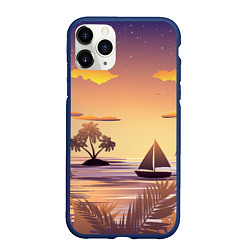 Чехол iPhone 11 Pro матовый Лодка в море на закате возле тропических островов