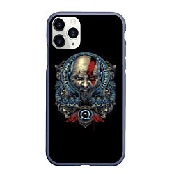 Чехол iPhone 11 Pro матовый Кратос и клики хаоса GoW Ragnarok, цвет: 3D-серый