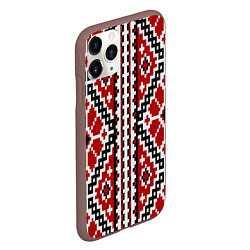 Чехол iPhone 11 Pro матовый Вышивка геометрический узор крест, цвет: 3D-коричневый — фото 2