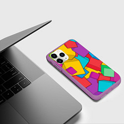 Чехол iPhone 11 Pro матовый Фон из разноцветных кубиков, цвет: 3D-фиолетовый — фото 2