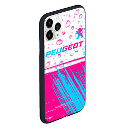 Чехол iPhone 11 Pro матовый Peugeot neon gradient style: символ сверху, цвет: 3D-черный — фото 2