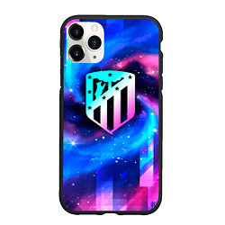 Чехол iPhone 11 Pro матовый Atletico Madrid неоновый космос