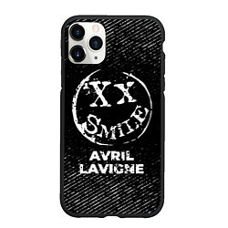 Чехол iPhone 11 Pro матовый Avril Lavigne с потертостями на темном фоне