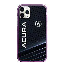 Чехол iPhone 11 Pro матовый Acura карбон, цвет: 3D-фиолетовый