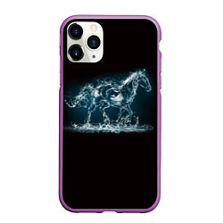 Чехол iPhone 11 Pro матовый Лошадь из водяных капель, цвет: 3D-фиолетовый