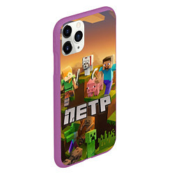 Чехол iPhone 11 Pro матовый Петр Minecraft, цвет: 3D-фиолетовый — фото 2