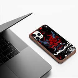 Чехол iPhone 11 Pro матовый Маска Они - Киберпанк 2077 - Samurai, цвет: 3D-коричневый — фото 2