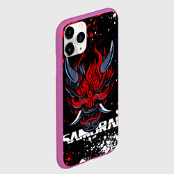Чехол iPhone 11 Pro матовый Маска Они - Киберпанк 2077 - Samurai, цвет: 3D-фиолетовый — фото 2