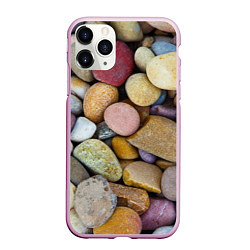 Чехол iPhone 11 Pro матовый Морская галька - пляж, цвет: 3D-розовый