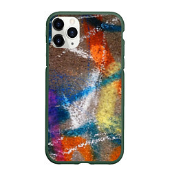 Чехол iPhone 11 Pro матовый Рисунок цветными мелками на асфальте