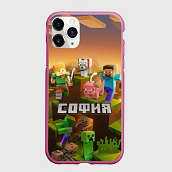 Чехол iPhone 11 Pro матовый София Minecraft, цвет: 3D-малиновый