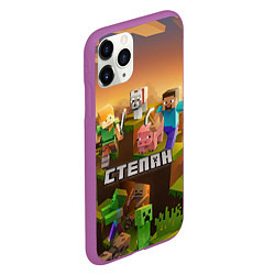 Чехол iPhone 11 Pro матовый Степан Minecraft, цвет: 3D-фиолетовый — фото 2